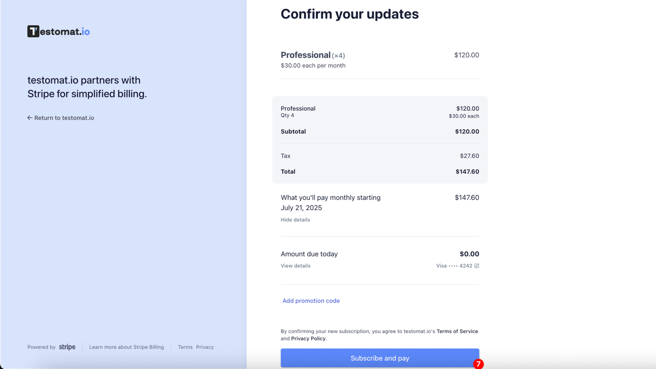 Subscribe and pay