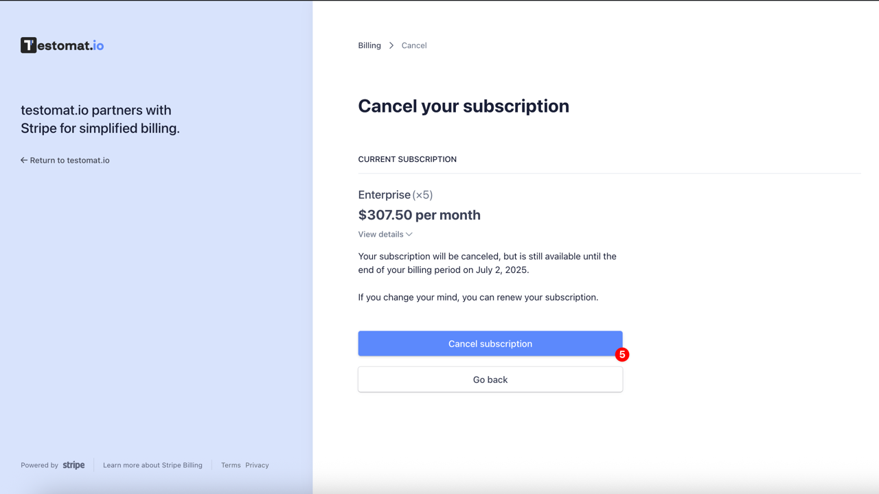 Cancel subscription